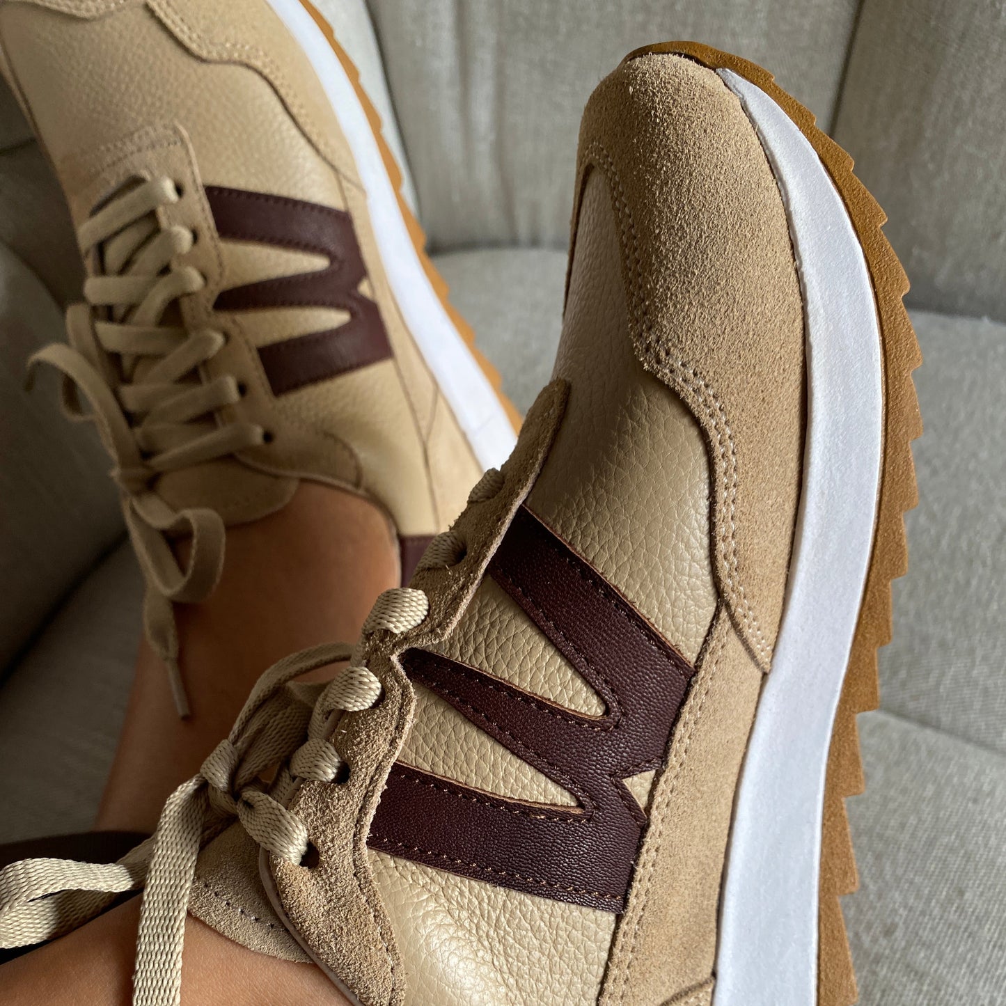 Zapatillas Zambia en cuero - Beige