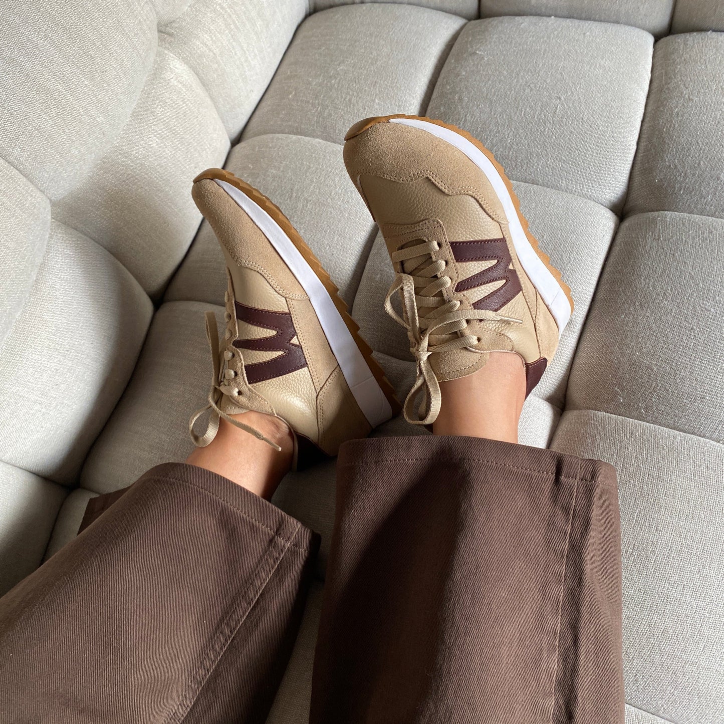 Zapatillas Zambia en cuero - Beige