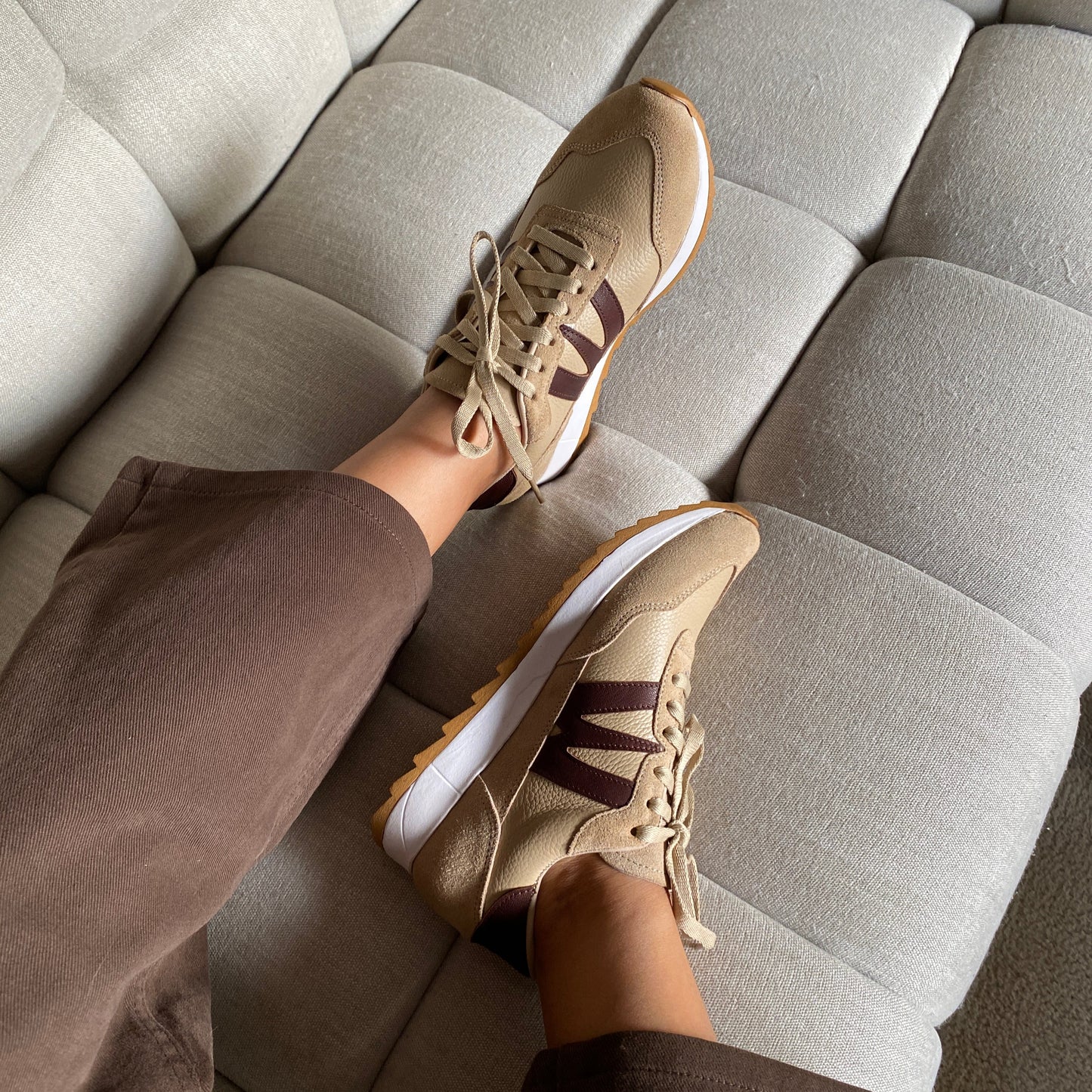 Zapatillas Zambia en cuero - Beige