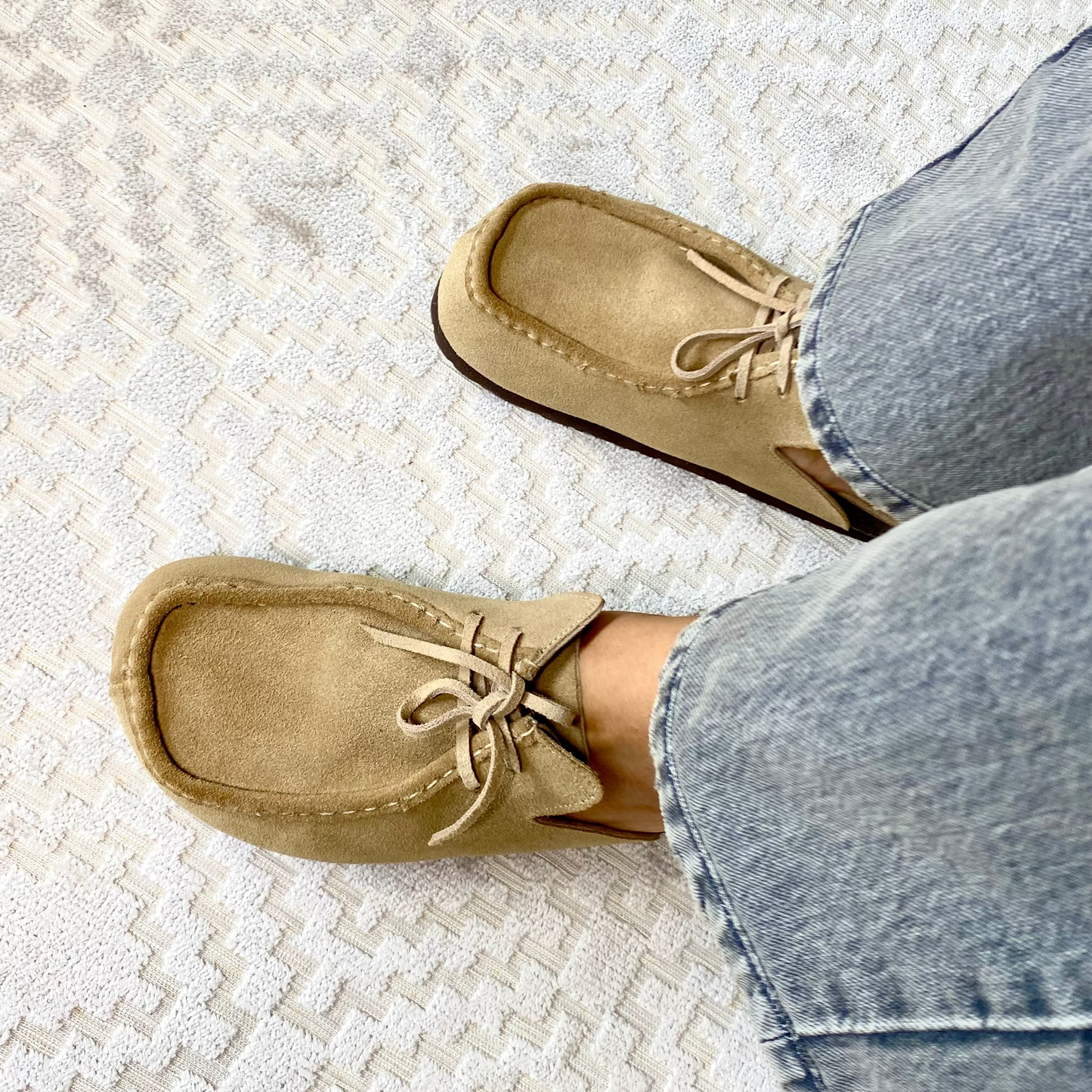 Zuecos mocasín Julia en cuero - beige