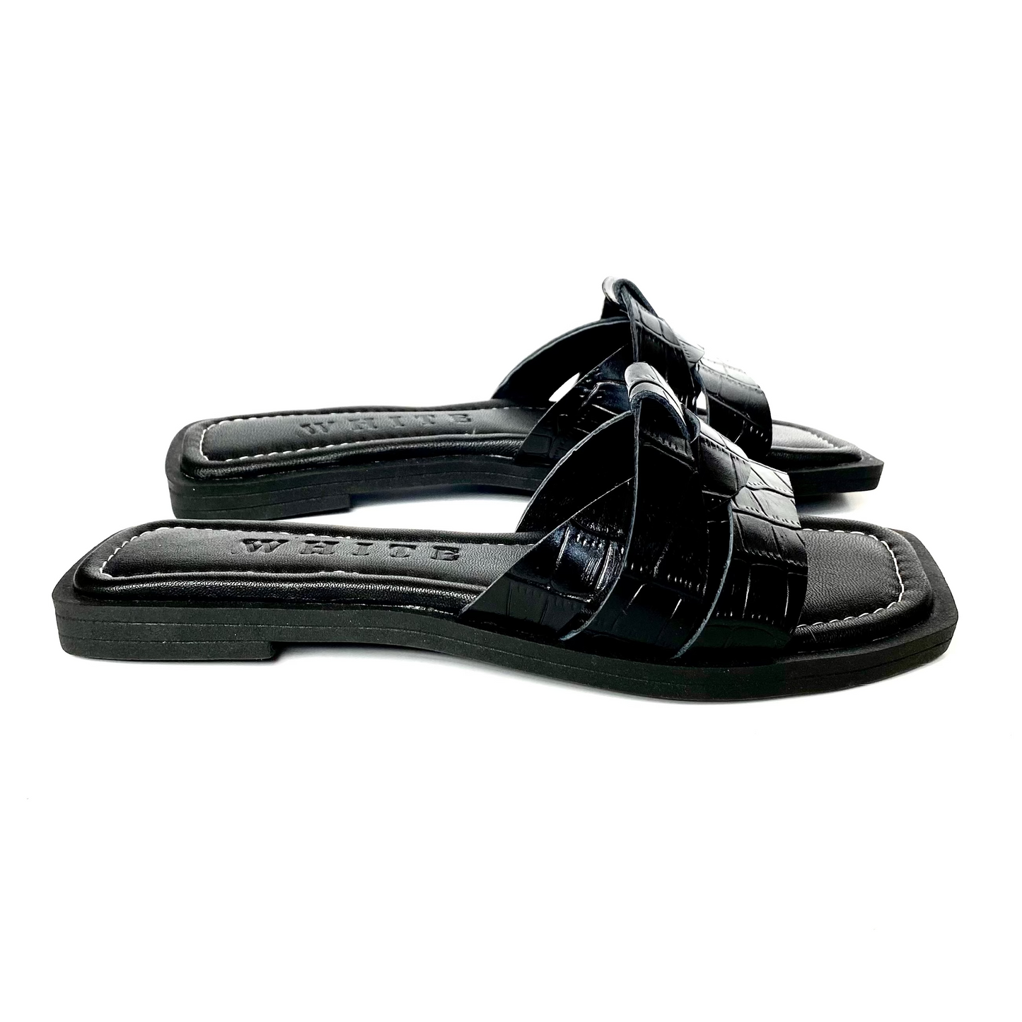 Sandalias Zea en cuero - Negro Croco