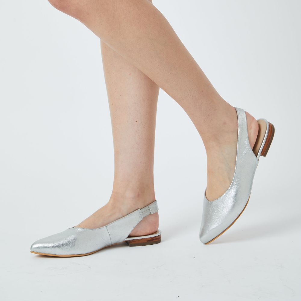 Slingbacks Loli de Cuero - Silver