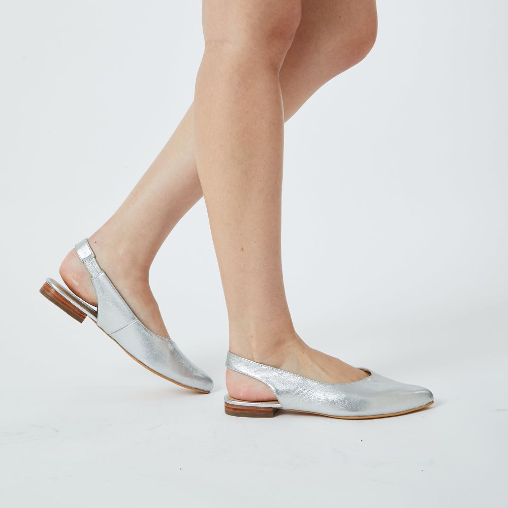 Slingbacks Loli de Cuero - Silver