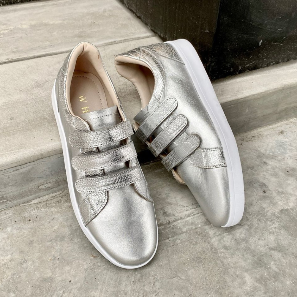 Zapatillas Eda de Cuero - Plata