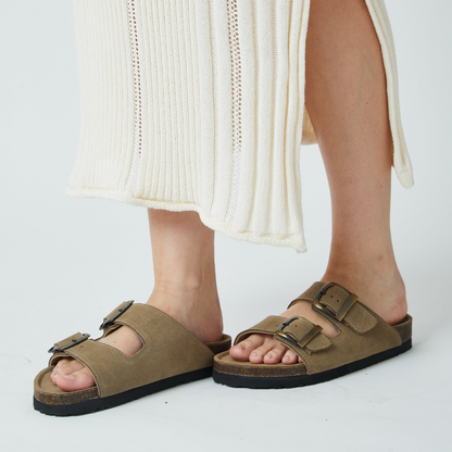 Sandalias Honey de cuero - Olive Green