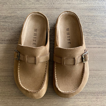 Zuecos Olivia en cuero - kaqui