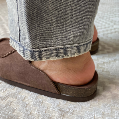 Zuecos mocasín Julia en cuero - cocoa