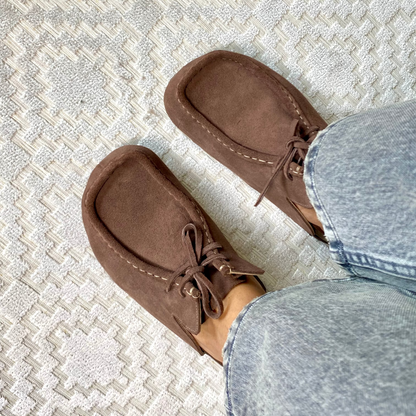 Zuecos mocasín Julia en cuero - cocoa