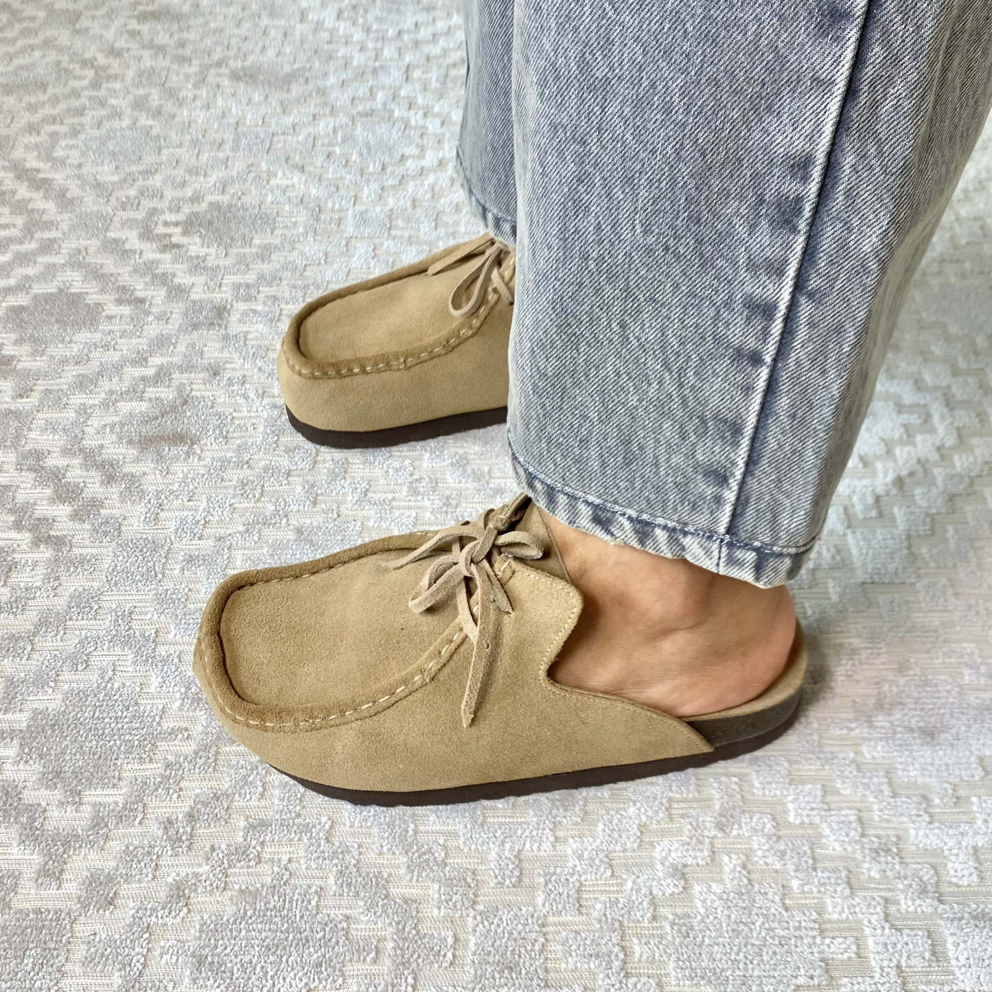 Zuecos mocasín Julia en cuero - beige