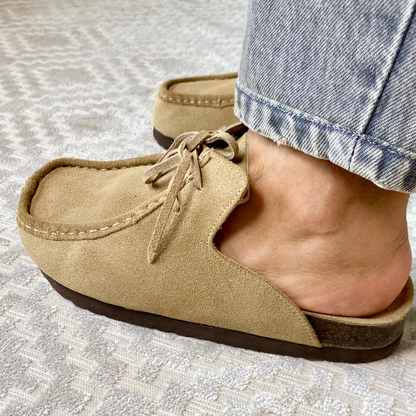 Zuecos mocasín Julia en cuero - beige