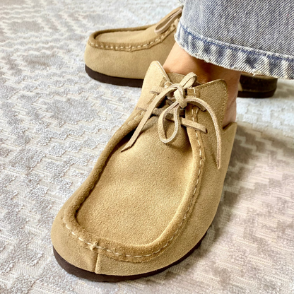 Zuecos mocasín Julia en cuero - beige