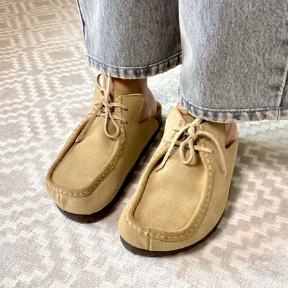 Zuecos mocasín Julia en cuero - beige