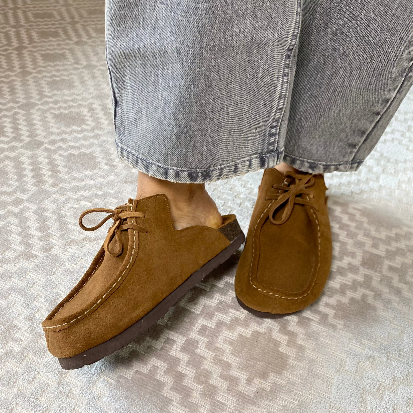 Zuecos mocasín Julia en cuero - Café