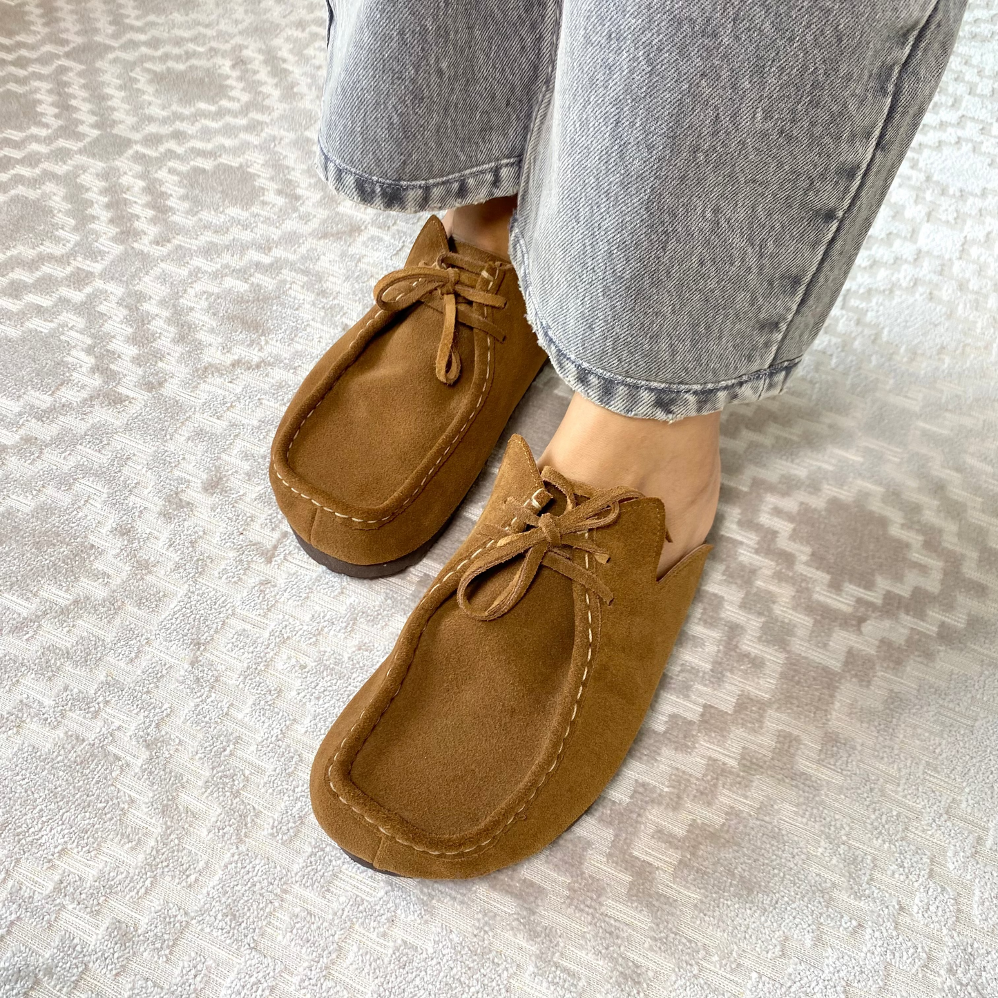 Zuecos mocasín Julia en cuero - Café