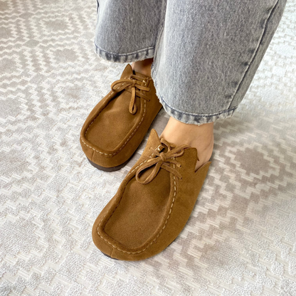Zuecos mocasín Julia en cuero - Café