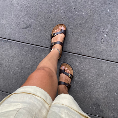 Sandalias Macarella en cuero - Marrón