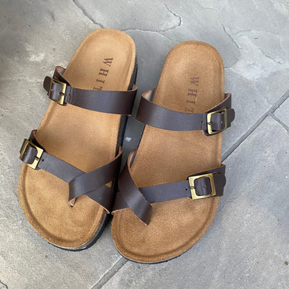 Sandalias Macarella en cuero - Marrón