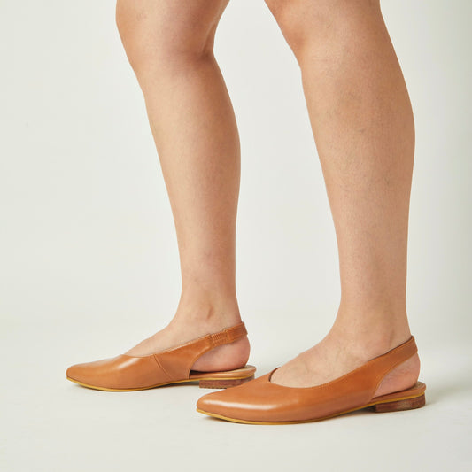 Slingbacks Loli en cuero - caramel