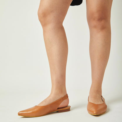 Slingbacks Loli en cuero - caramel