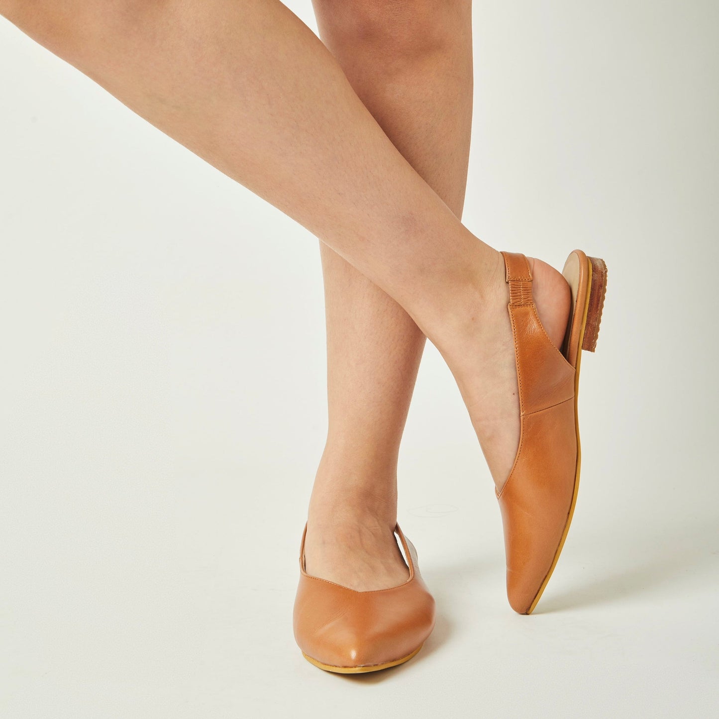 Slingbacks Loli en cuero - caramel