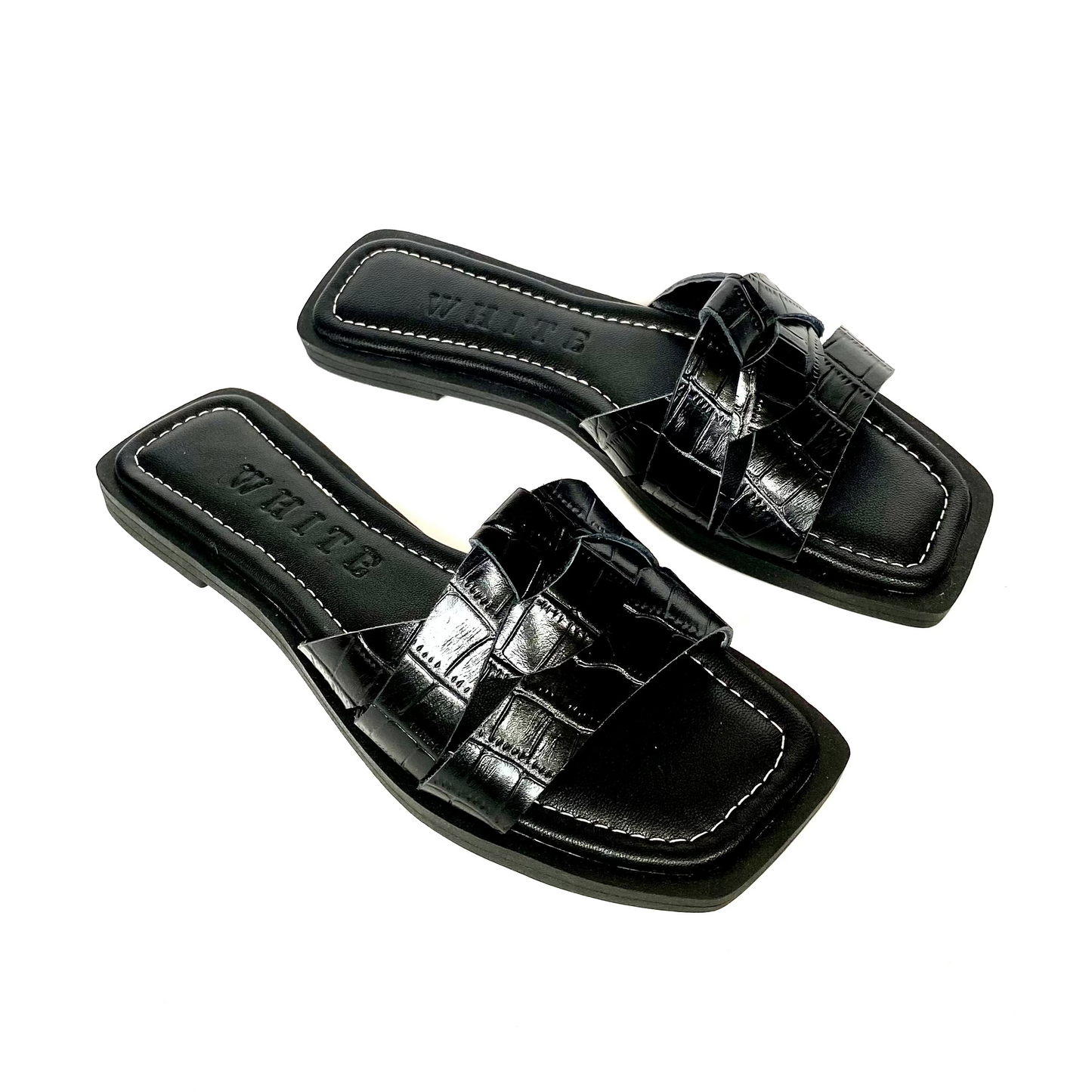 Sandalias Zea en cuero - Negro Croco