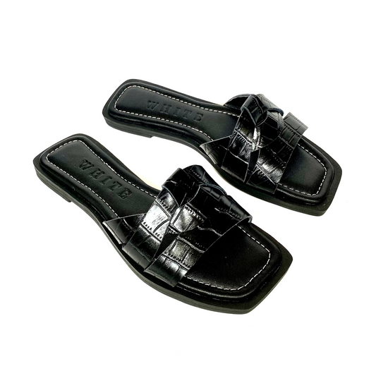 Sandalias Zea en cuero - Negro Croco