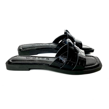 Sandalias Zea en cuero - Negro Croco