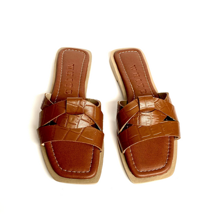 Sandalias Zea en cuero - Tostado Croco