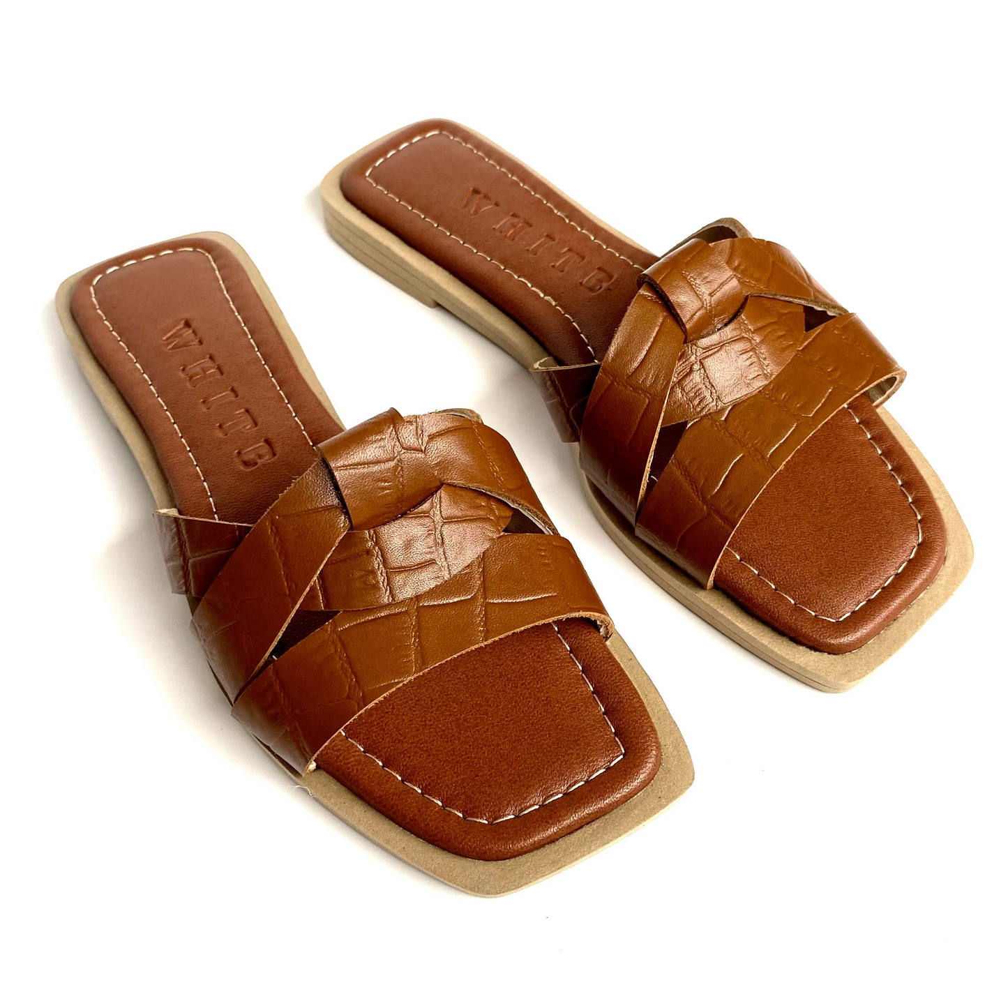 Sandalias Zea en cuero - Tostado Croco