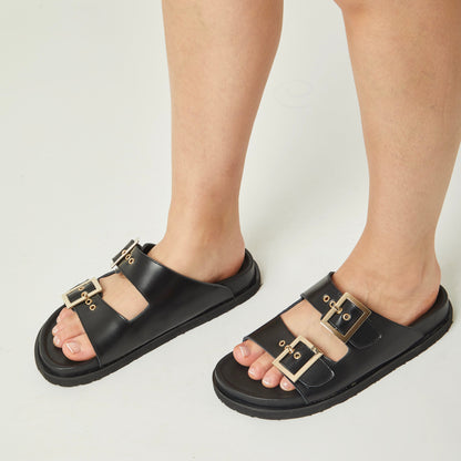 Sandalias Honey rock en cuero - negro