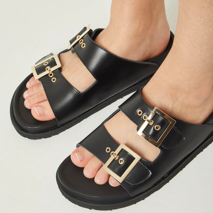Sandalias Honey rock en cuero - negro
