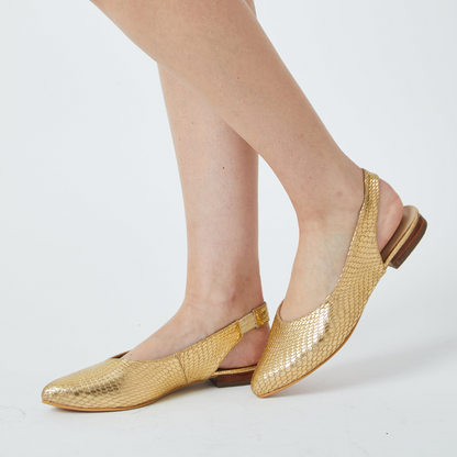 Slingbacks Loli de Cuero - Gold