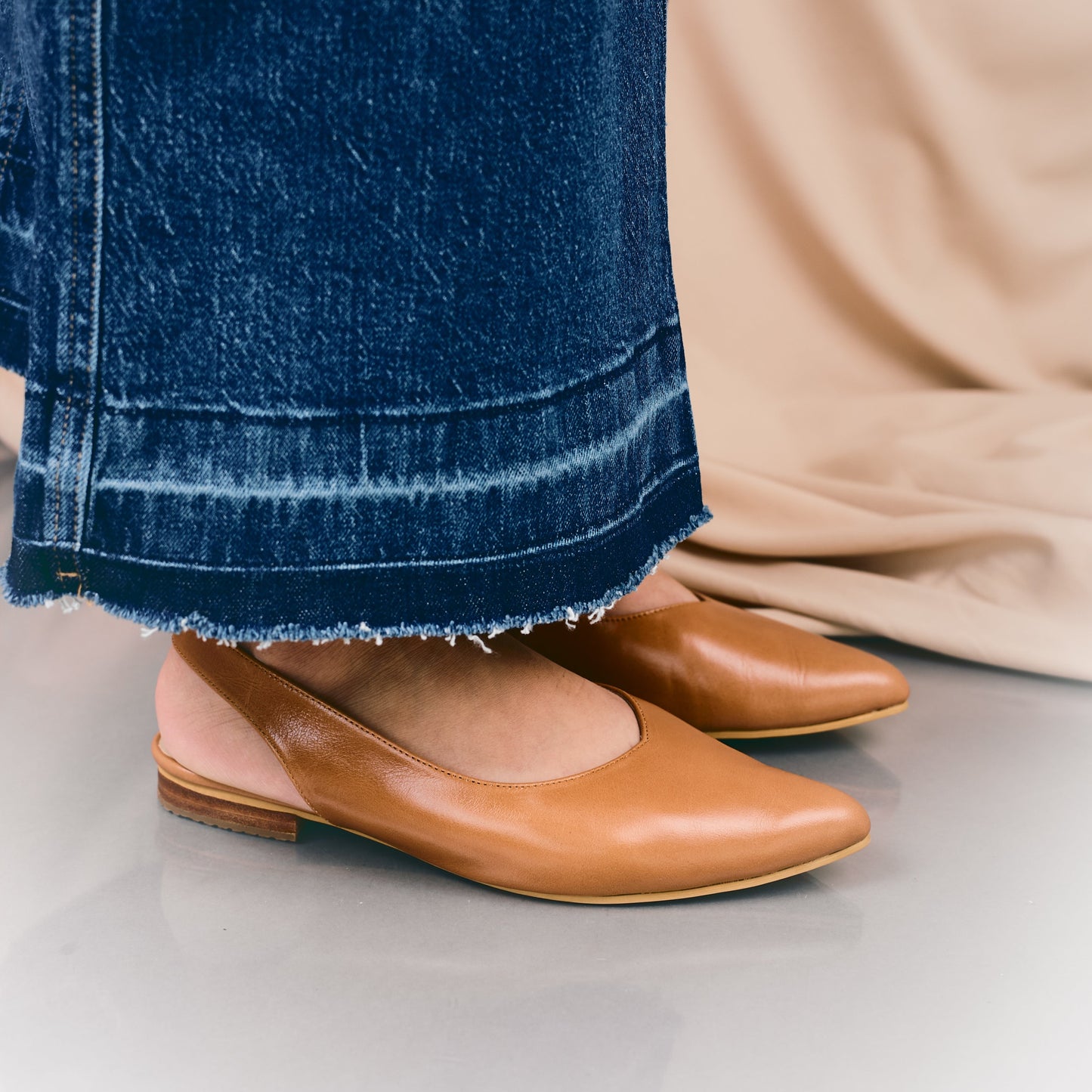 Slingbacks Loli en cuero - caramel