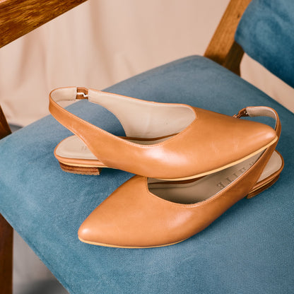 Slingbacks Loli en cuero - caramel